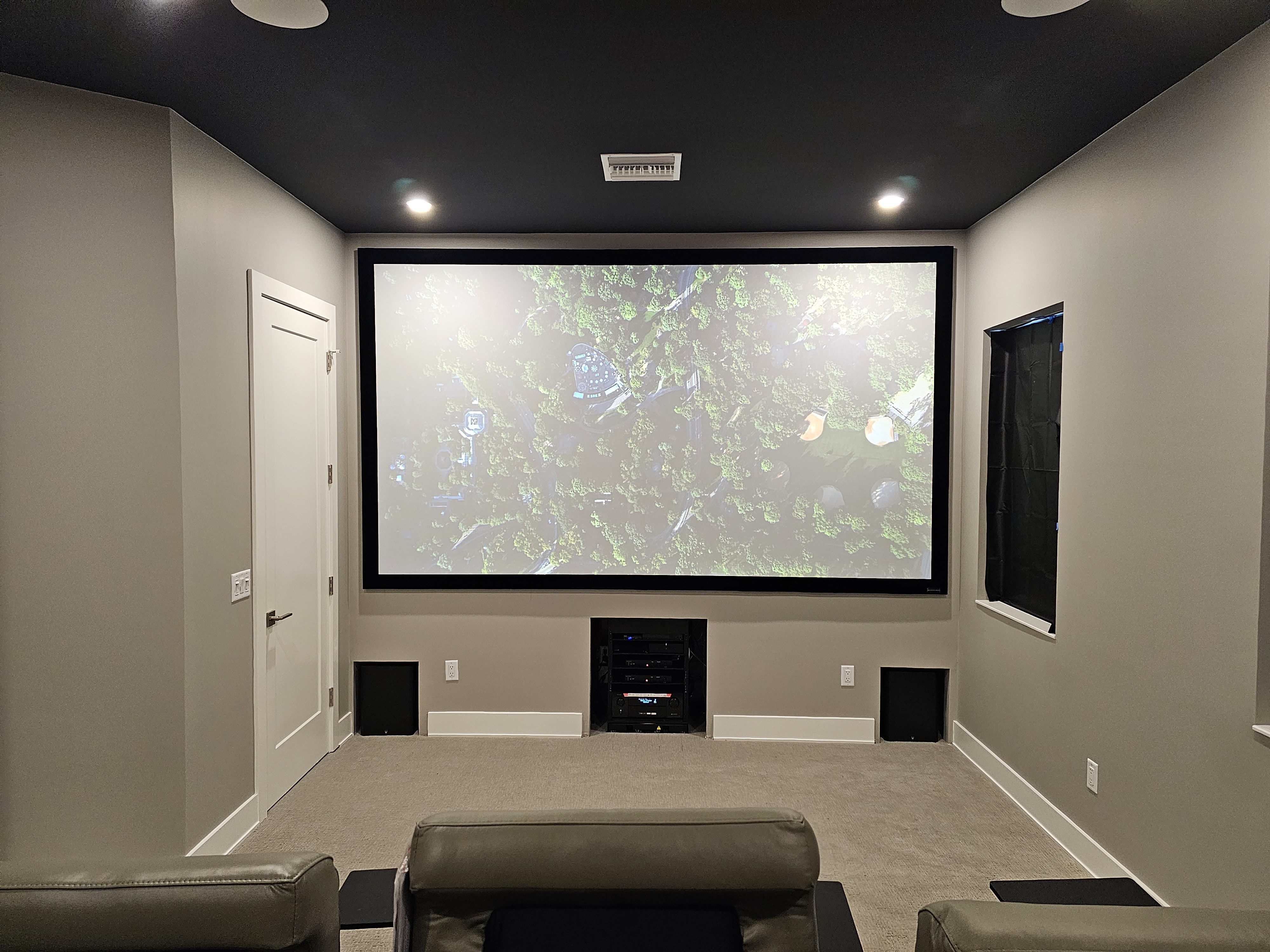Completed theater - lights on showing full room